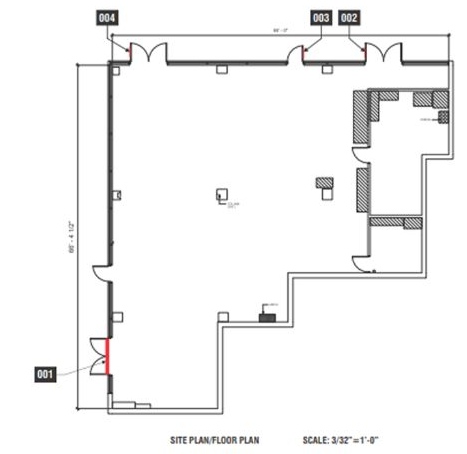 Gopuff site floor plan with storefront signage location callouts