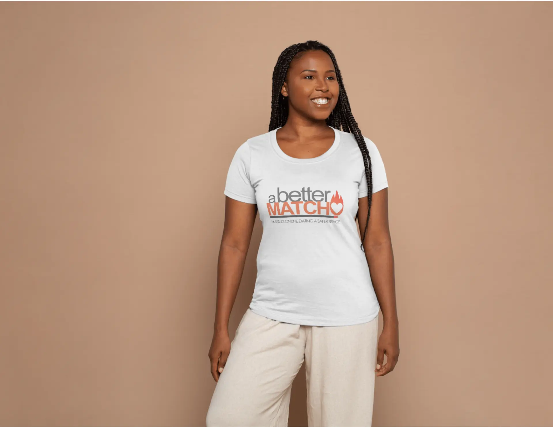 White T-shirt featuring the a better MATCH logo